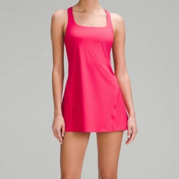 lululemon athletica Dresses & Skirts - Lululemon Court Crush Tennis Dress Size 12 NWT Hot Pink Athletic Racerback Prep